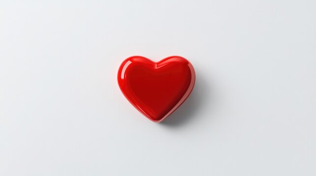Bright red heart shape on clean surface symbolizes love and affe