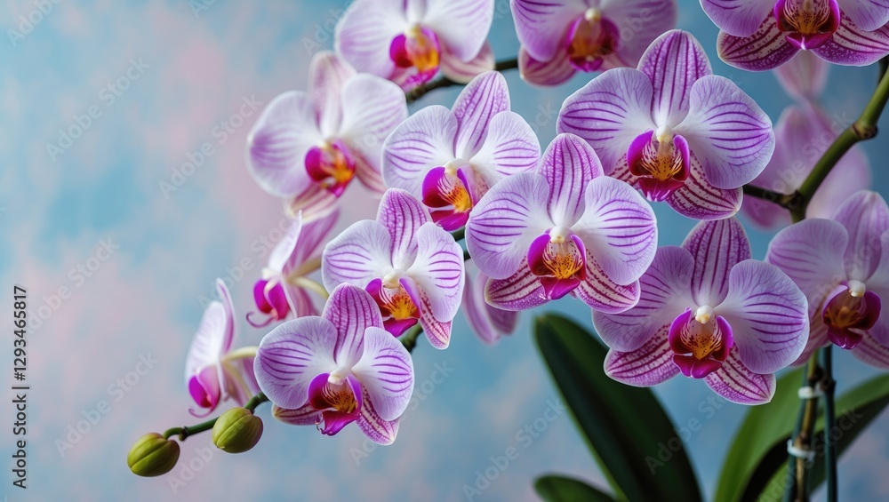 Poster delicate pink orchids with soft colors creating a serene background for elegant floral compositions 