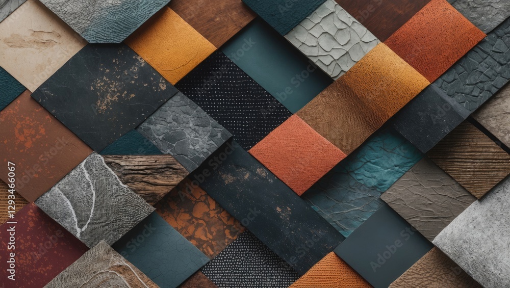 Aufkleber colorful abstract texture patterns displayed in a geometric arrangement showcasing various materials