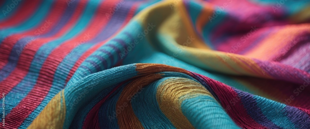 Aufkleber colorful striped textile fabric with soft folds and a slight blur effect creating a vibrant texture 