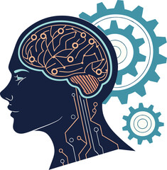 Artificial intelligence and machine learning concept with futuristic brain design