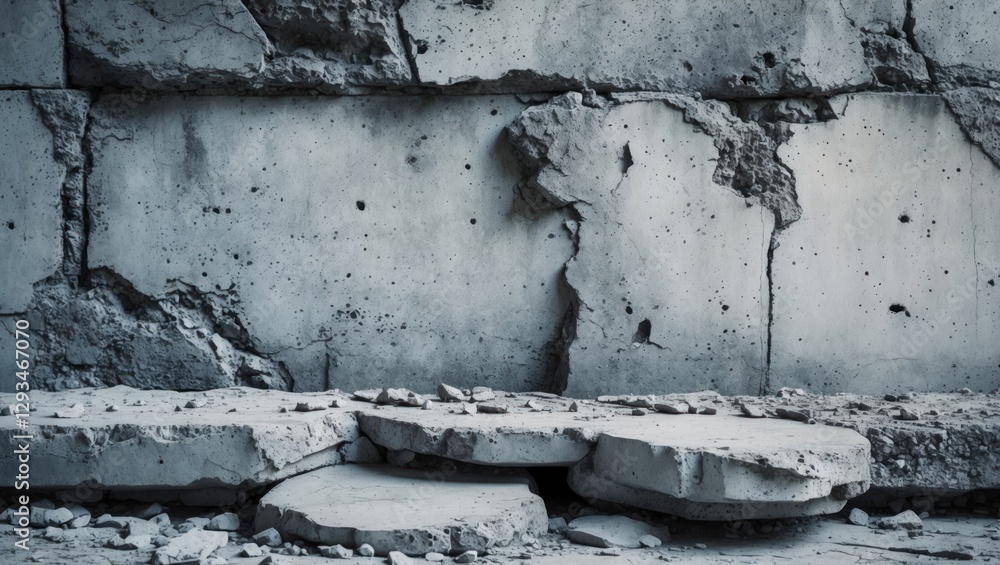 Aufkleber gray concrete wall texture with cracked surface and rough edges for use as a vintage background or d