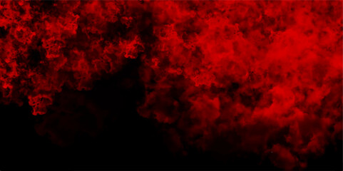Red painted powder explosion. Stylist modern red texture background with smoke. Red background for wallpaper, weeding card, and design. Vintage texture of plaster or grungy marble. Scary red wall.
