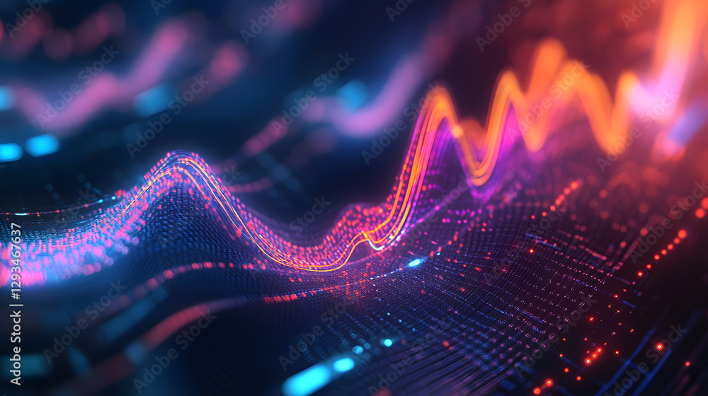 Poster dynamic liquid flow visualization abstract finance data digital art tech environment close-up view c