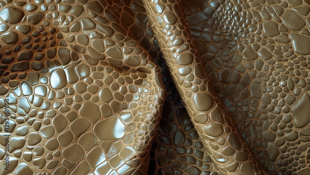 Poster glossy dark beige leather texture featuring scaly patterns ideal for abstract backgrounds or texture