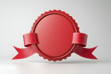 Red blank Award badge featuring a ribbon banner, Stylish collection of red ribbon banners, ideal for decorating gifts, birthday celebrations, and Christmas events