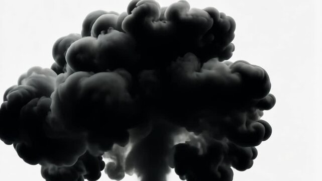 Dark smoke billowing into the atmosphere from an unseen source during an explosion or fire event
