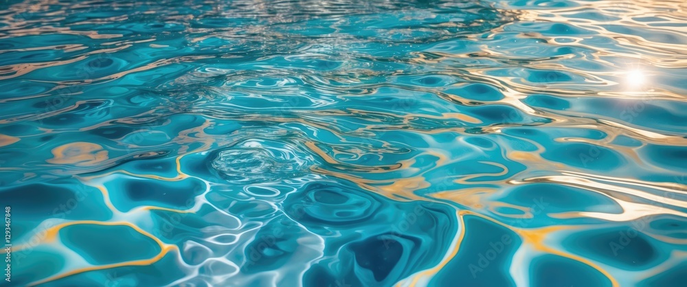 Poster sunlit rippled water surface in a swimming pool creating a serene and tranquil background for relaxa