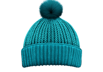  Teal knitted hat with pom-pom, PNG clipart with transparent background