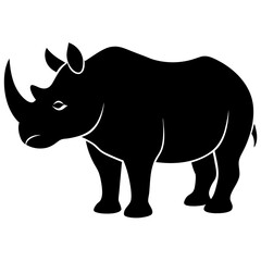 Rhinoceros Silhouette Vector Icon High-Quality Design on White Background.
