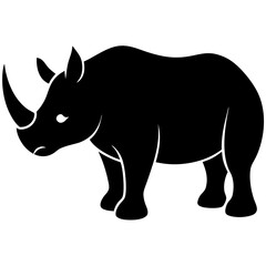 Rhinoceros Silhouette Vector Icon High-Quality Design on White Background.
