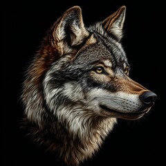 Fototapeta premium The Soulful Gaze of a Wolf Intricate Fur Details and Intense Eyes Animal Portrait Wilderness Vigor