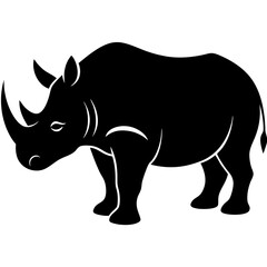 Rhinoceros Silhouette Vector Icon High-Quality Design on White Background.