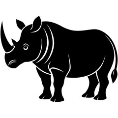 Rhinoceros Silhouette Vector Icon High-Quality Design on White Background.