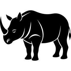 Rhinoceros Silhouette Vector Icon High-Quality Design on White Background.