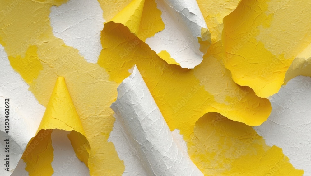Aufkleber colorful abstract background of crumpled yellow and white paper with textured layers suitable for de
