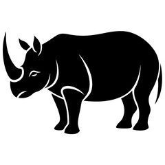 Rhinoceros Silhouette Vector Icon High-Quality Design on White Background.