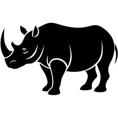Rhinoceros Silhouette Vector Icon High-Quality Design on White Background.
