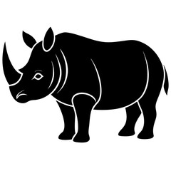 Rhinoceros Silhouette Vector Icon High-Quality Design on White Background.