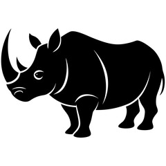 Rhinoceros Silhouette Vector Icon High-Quality Design on White Background.