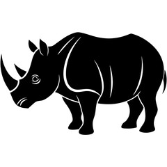 Rhinoceros Silhouette Vector Icon High-Quality Design on White Background.