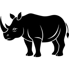 Rhinoceros Silhouette Vector Icon High-Quality Design on White Background.