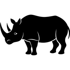 Rhinoceros Silhouette Vector Icon High-Quality Design on White Background.
