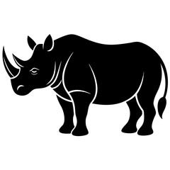 Rhinoceros Silhouette Vector Icon High-Quality Design on White Background.