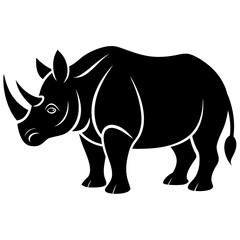Rhinoceros Silhouette Vector Icon High-Quality Design on White Background.