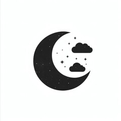 Obraz premium Moon and clouds design with stars creating a calming night sky illustration