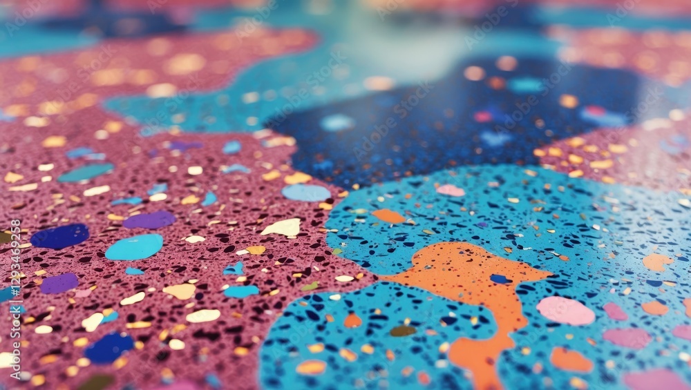 Poster colorful terrazzo flooring texture featuring vibrant patterns and speckles ideal for backgrounds and