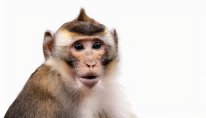 Adorable Isolated Monkey in White Background, Showcasing Playful Expression and Soft Fur Textures in a Vibrant Portrait, Perfect for Digital Art, Home Decor, or Design Inspiration.