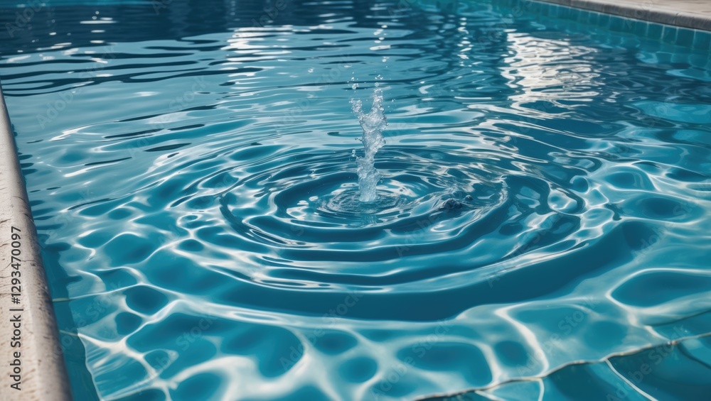 Aufkleber rippling water surface in blue swimming pool with reflections and copy space for text ideal for back