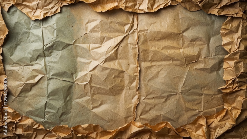 Poster textured crumpled paper surface background in warm tones suitable for vintage design projects and cr