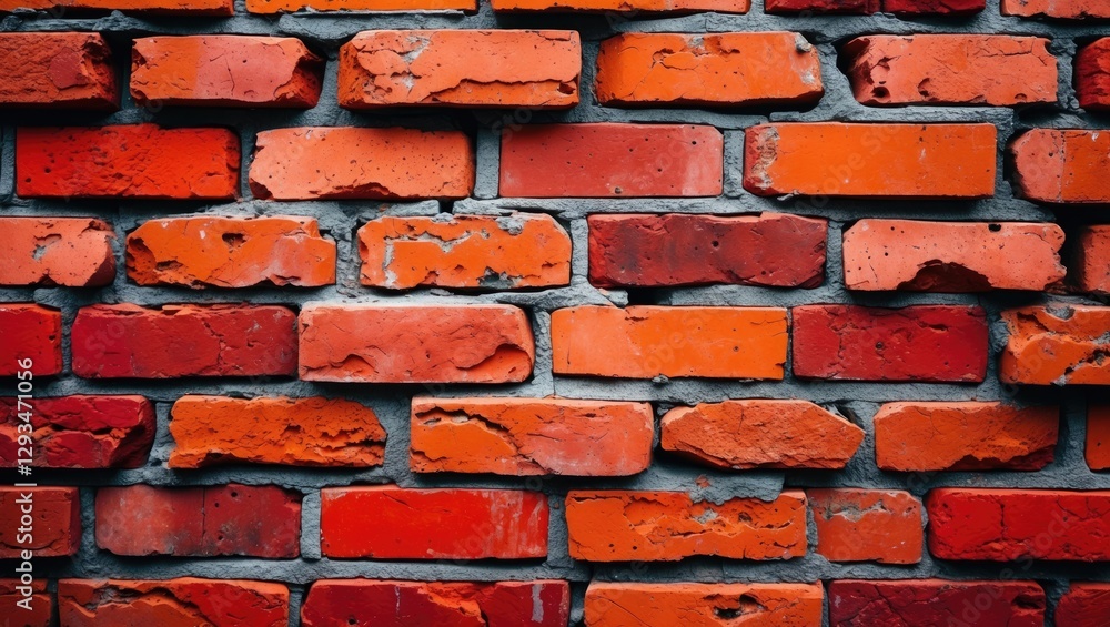Aufkleber textured pattern of mixed red and orange brick wall showcasing a rustic, aged appearance ideal for b