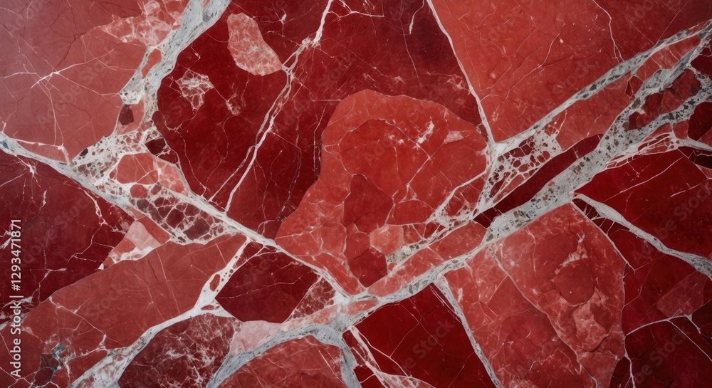 Aufkleber vibrant red marble texture showcasing intricate veins and patterns for elegant design applications a