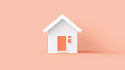 Minimalist house design with orange accents against a pastel background for modern living spaces