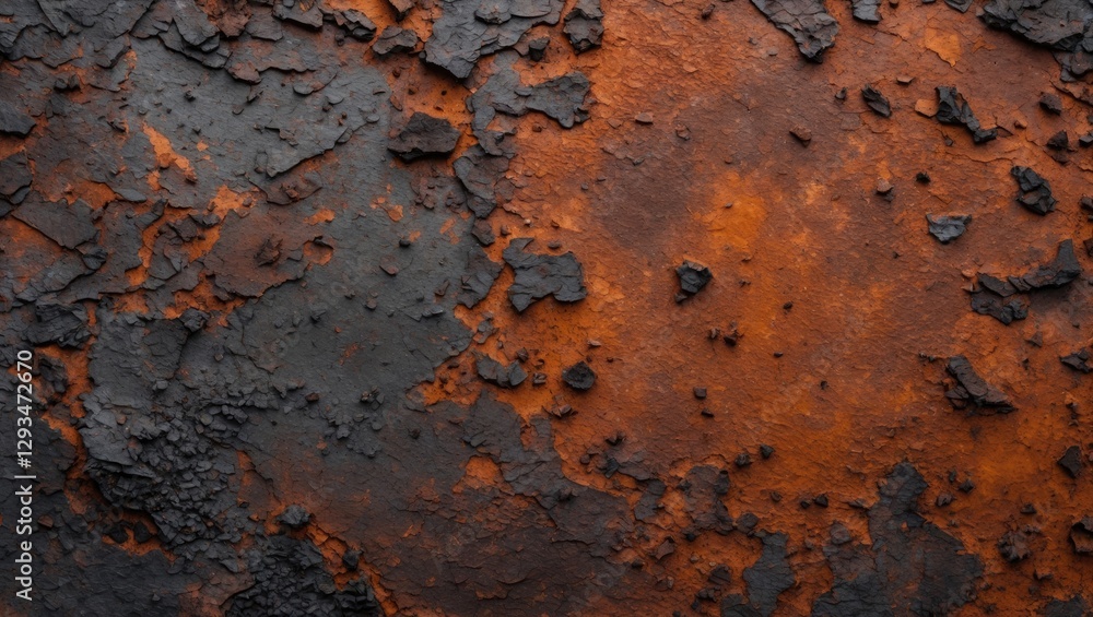 Poster rusty metal texture with peeling paint and corrosion creating a rugged, industrial background suitab