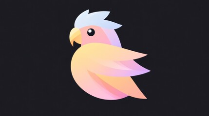 Colorful stylized bird with soft gradients soaring against a dark background