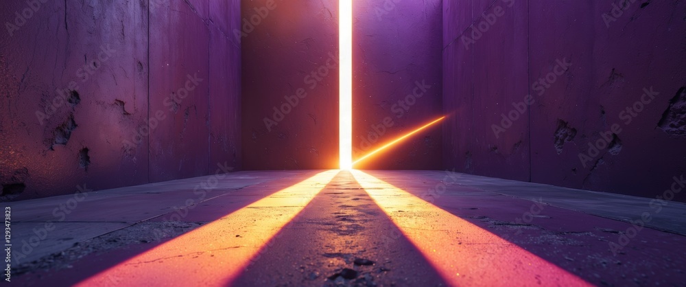 Aufkleber purple concrete corridor illuminated by a bright beam of light creating a dramatic and atmospheric s