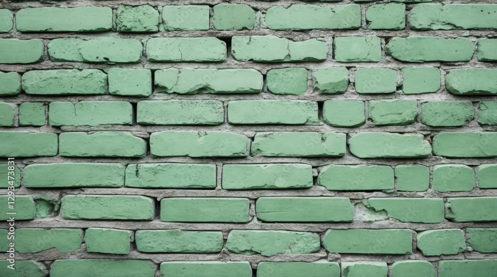 Poster textured light green brick wall background suitable for various design and architectural application