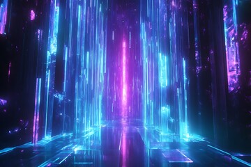 Glassy Cyberpunk-Inspired Abstract Design with Radiant Effects.