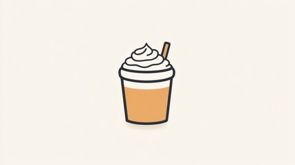 Warm beverage with whipped cream topped with a straw served in a cup surrounded by simple background colors