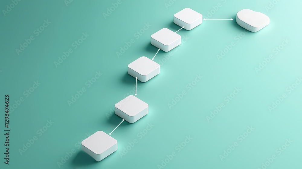 Poster marketing automation lead performance concept. minimalist design with interconnected white blocks on