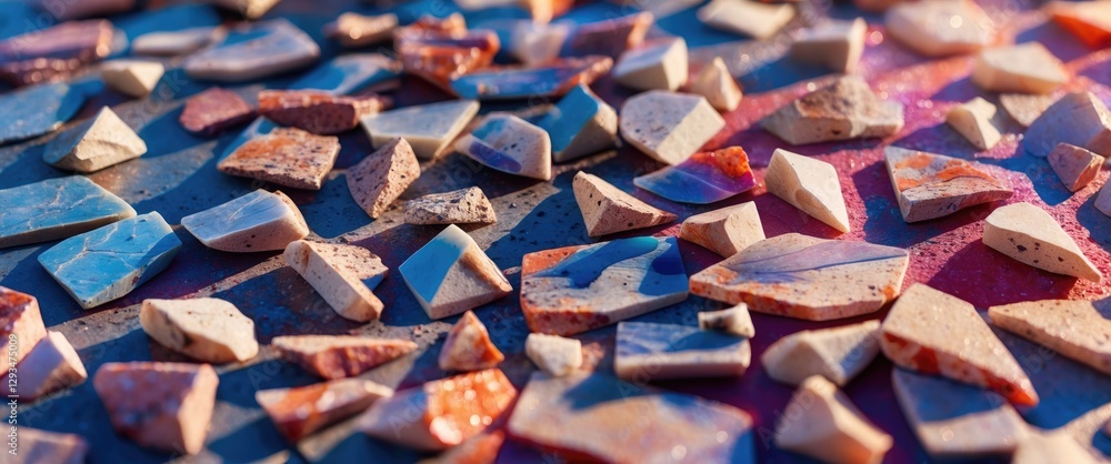 Poster colorful decorative granite chips arranged on a surface creating a vibrant mosaic texture art ideal 