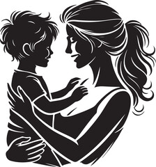 Mother & Child Silhouette Vector Art Set