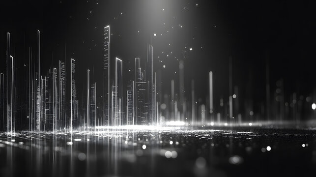 Elegant light-infused stock market chart illustration business office digital art modern environment detailed viewpoint