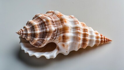 Obraz premium Exquisite Spiral Sea Shell on Neutral Background Showcasing Marine Life's Unique Beauty and Natural Patterns