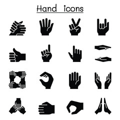 Hand icon set in thin line style