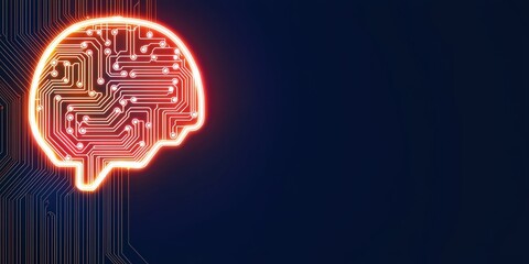 Fototapeta premium marketing automation lead performance concept. Neon brain circuit design on a dark background.